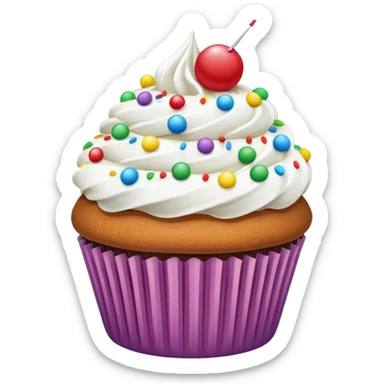 Cupcake with white icing and colorful sprinkles  sticker