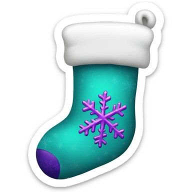teal stocking with purple snowflakes sticker