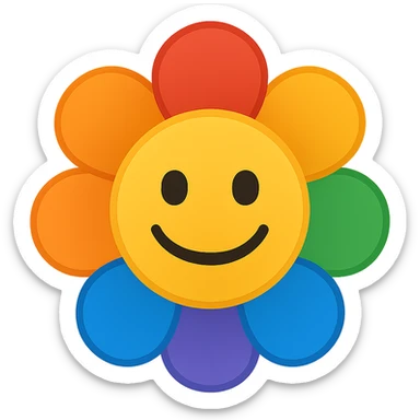 gay pride emoji, rainbow flower, cheerful and inclusive, no background sticker