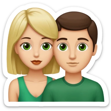 Que sea una pareja el chico de ojos verdes Guero pelo color café con una chica pelo corto lacio morena que se den un beso  sticker