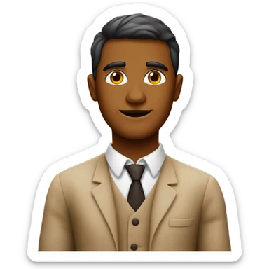 Crea un avatar de medio cuerpo de una psicóloga color canela  con grandes ojos cafés, rostro delgado, cabello largo negro sticker