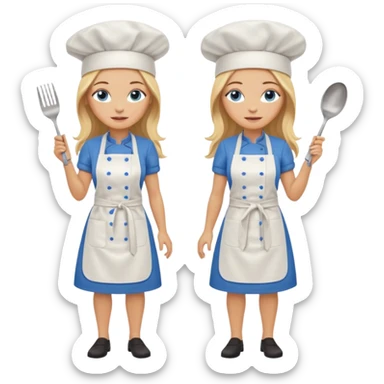 Full body 
Sexy Long Blonde hair blue eyed female chef sticker