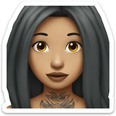 Girl with dark long hair and tattoos on her neck  sticker