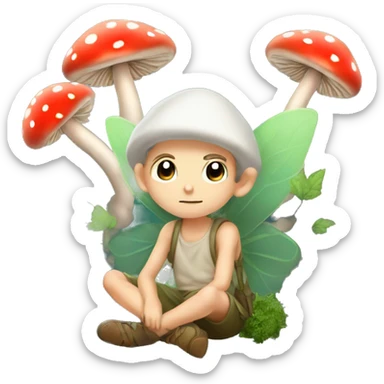 cute boy mushroom fairy smoking herbs sticker