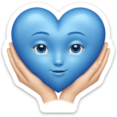 blue heart being embraced sticker