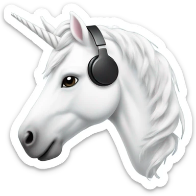White unicorn with headphones sticker