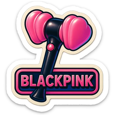 BLACKPINK K-pop retro sticker, black and pink lightstick, iconic, fun, vintage sticker style sticker