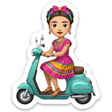 Frida Kahlo driving a scooter sticker