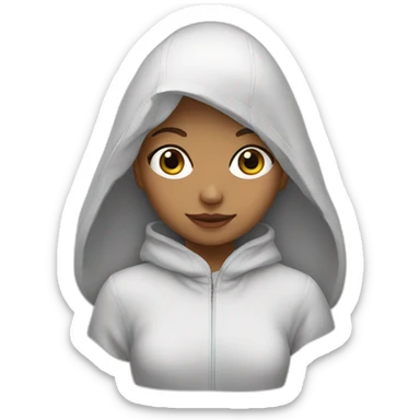 Fille avec cheveux noir capuche blanche  sticker