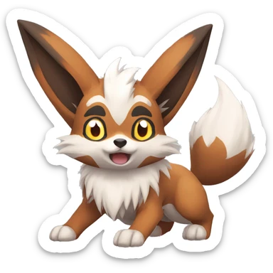 Lycanroc Eevee Furret Zigzagoon Fakémon sticker