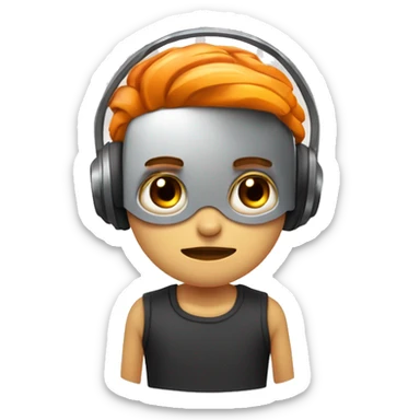 Humano con brazos de robot y blanco, rubio, ojos negros,pupilas naranjas y piercing en la oreja sticker