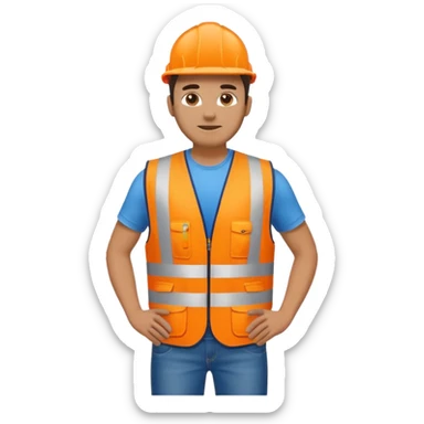 man in orange hi vis vest and jeans, standing full body sticker