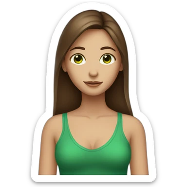 long straight brown hair girl with green eyes and freckles from head to chest sticker