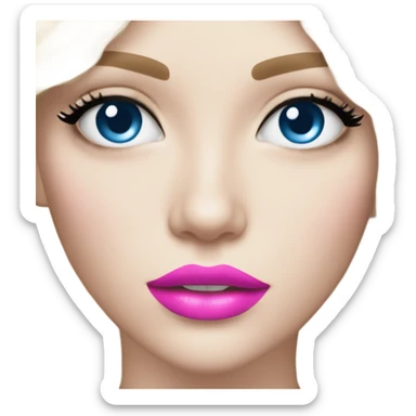 Hot girly pale blonde with blue eyes and pink lips wearing Chanel sticker