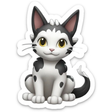 Sitting-Black-and-White-cat-dragon-type-pokemon sticker