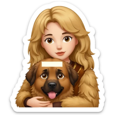 Ludovica che abbraccia il suo cane leone sticker