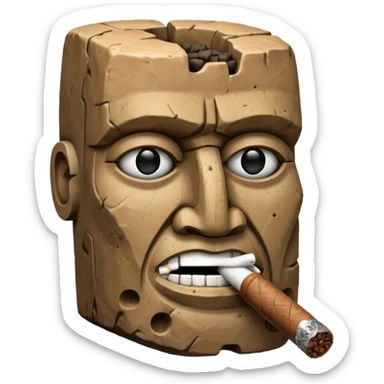 Blocky Easter island head smoking cigar sticker