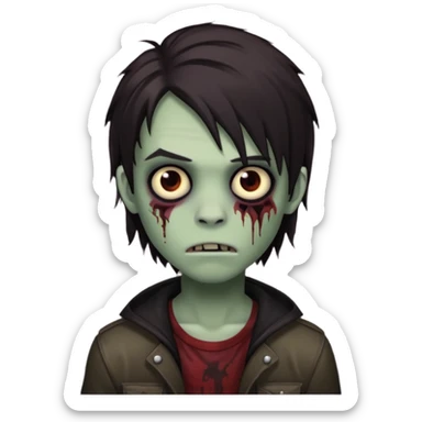boy zombie with darkish brown not-so long hair emo sticker