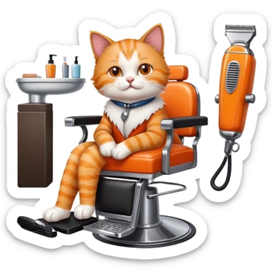 Cat in barbershop sticker