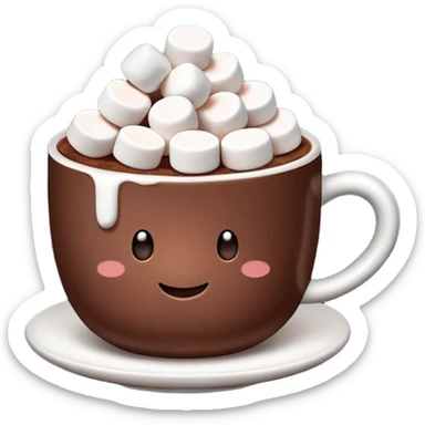 a cup of cocoa with marshmallows sticker