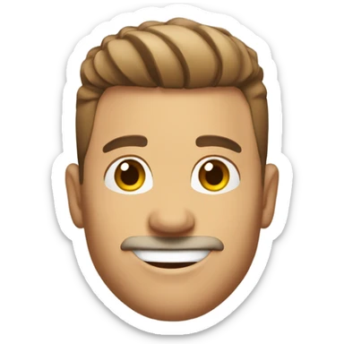 white smiling man with short brown low taper fade hair sticker