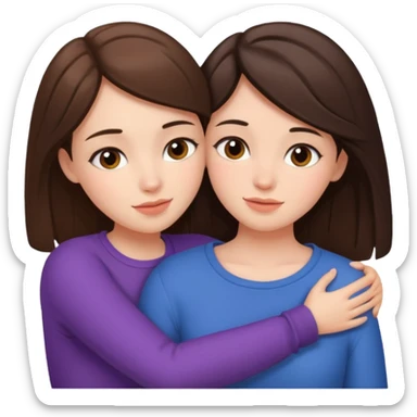 Two brunette girls cuddling sticker