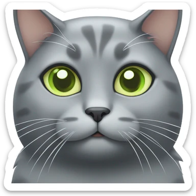 Chubby ash gray cat with light green eyes  sticker