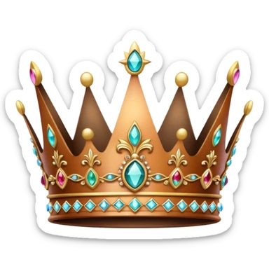 Simple brown crown with jewels sticker