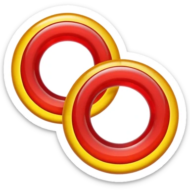 emoji de 2 gomitas en forma de aro una colo rojo y otra amarillo de muy gruesas muy muy sticker