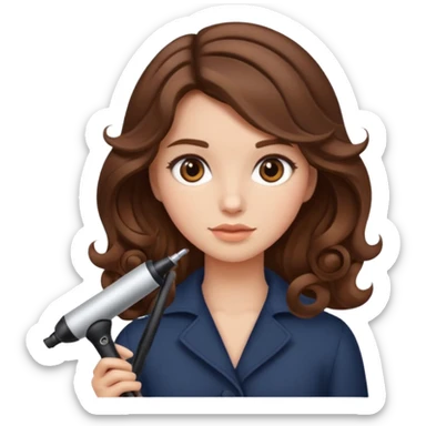generate a girl with brown hair while curling it sticker