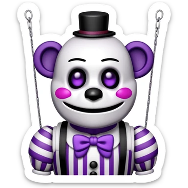 The Puppet Marionette from Five Nights at Freddy's with white face and purple tears sticker