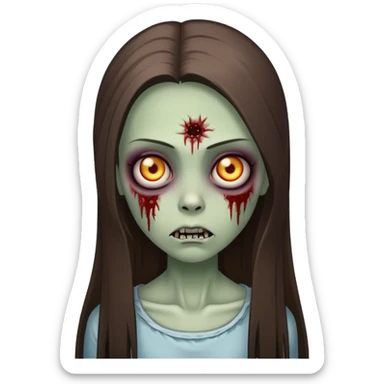 brunette zombie girl with long straight hair sticker