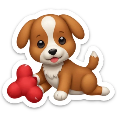 Dog playing with a stuffed animal sticker