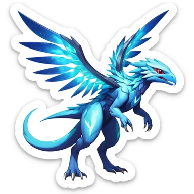 Shiny Futuristic Celestial Magical Ethereal Godly Divine Nebula-Fakemon-Pokemon-Digimon-Spectrobes-Raptor-fusion, full body sticker