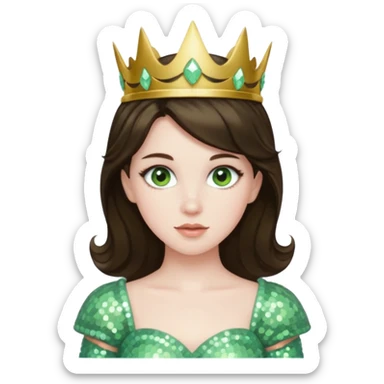 Princess Ozma from Oz with long brunette hair, pale green sequin outfit sticker
