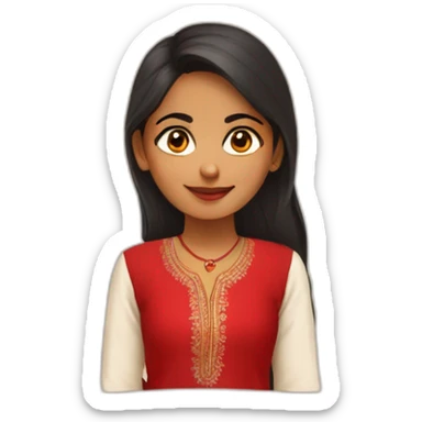 indian girl wearing full sleeve blood red kurti sticker