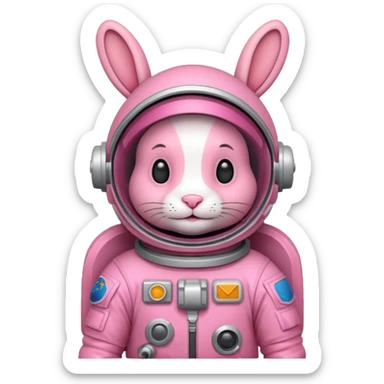 pink rabbit astronaut sticker