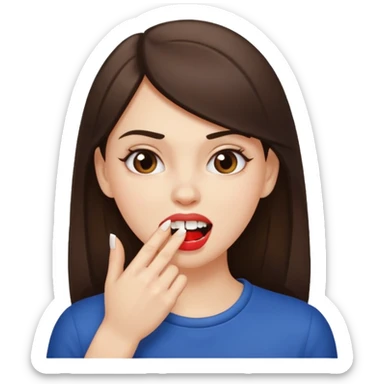 Une fille brune et blanche qui se mord l'ongle avec ses dents comme si elle draguait qqn sticker