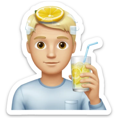 blonde man holding a glass of lemon water sticker