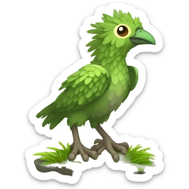 earthly muddy fresh Cool Cute Fantasy legendary swampy tree-jungle-bird plant-grass-type-Dendro-avian Fakemon full body sticker