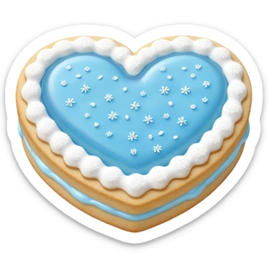 Realistic shortbread cookie in the shape of a heart with baby blue jelly middle filling and sprinkled powder sugar on top. sticker