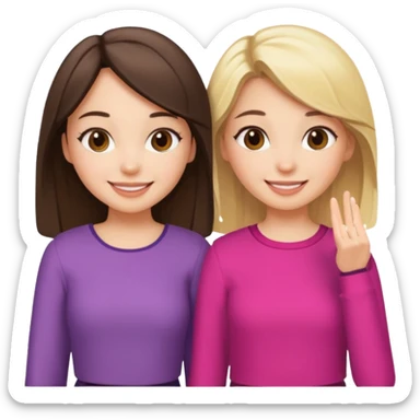 a brunette girl and a blonde girl in cute outfits smiling friends sticker