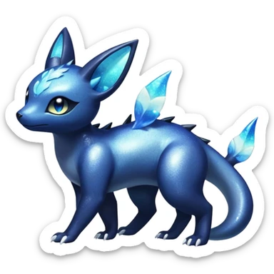 Shiny icy iridescent Nebulae Salandit-Meowstic-Umbreon-Fakémon-hybrid-creature (full body)  sticker