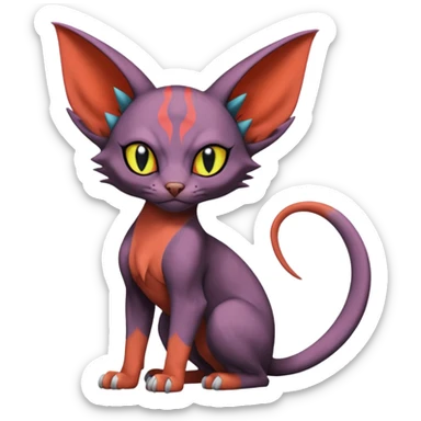 Noivern-Litten-Sphynx-Noibat-Torracat-Lykoi-fusion sticker
