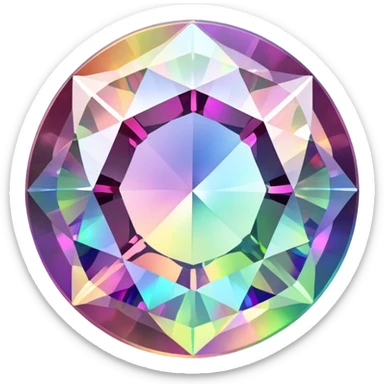 Round cut holographic mystic quartz gemstone with rainbow iridescence and sparkling facets sticker
