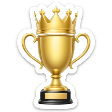Win Emoji

Glossy 3D showing a gold trophy with a small crown, glowing effect, black and gold theme. sticker