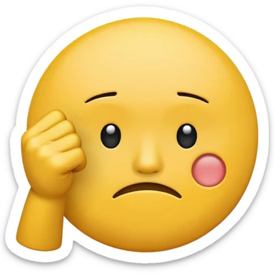 Sad circle face Emoji with fist in the air sticker