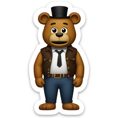 Freddy fazbear with all his body parts swapped in all the wrong places sticker