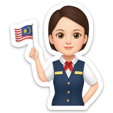 Female Chinese Tourist Guide with Malaysia flag sticker