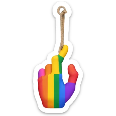 Hanging hand from right with lgbt colors sticker